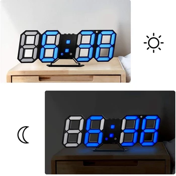 3D Skaitmeninis Laikrodis,Sieninis LED Skaičius Laiką, Žadintuvas ,Led Elektroninis Laikrodis su Atidėjimo Funkcija, Laikrodis Data