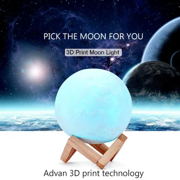 3D Spausdinimo Mėnulis Žibintas Įkraunamas Nakties Šviesos RGB Spalvų Kaita, Tualetas lengvos Jungiklis Miegamasis Namų Dekoro Kūrybos Dovana