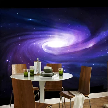 3D Tapetai Šiuolaikinės Kūrybos Erdvė, Galaxy Star Violetinė Sukama Sienos Freskos KTV Baras Kambarį neaustinių Sienos Dokumentų Papel De Parede