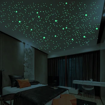 3D Šviesos Decal Liuminescencinės Burbulas Lipdukas Sienos Meno Žvaigždžių Taškų Mėnulis, Visata, Miegamasis Ceilling Vaikų Kambario Ornamentu Namų Dekoro