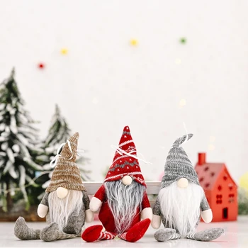 3Pcs Kabinti Pliušinis Kalėdų Gnome Tomte Nisse Dekoro Santa švedijos Figūrėlės Atostogų Apdailos Kalėdų Papuošalai