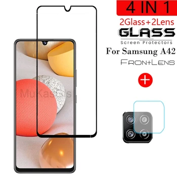 4-in-1 Kameros +Grūdintas Stiklas Samsung Galaxy A42 Screen Protector Sprogimui atsparią Stiklo Samsung A42 apsauginis Stiklas
