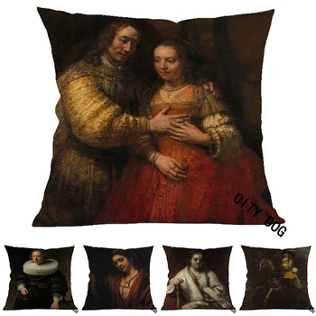 45*45cm pagalvės užvalkalą Garsiojo olandų tapytojo Rembrandto Tapybos meno Pagalvėlė padengti Viešbutis, biuras, baras, automobilių sofos pagalvių ir pagalvėlių apvalkalus