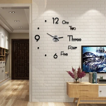 47 colių 3D Analoginis Sieninis Laikrodis Šiuolaikinių Namų Puošybai Veidrodis Lipdukai Kambarį 