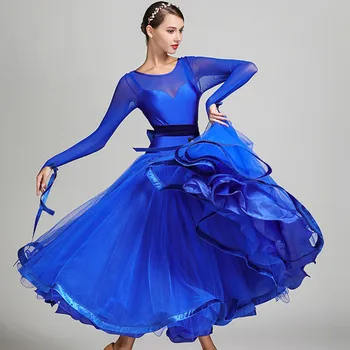 5 spalvų mėlyna salė, konkurencijos suknelė salė, tango suknelės standartinis pramoginiai valsas suknelės pramoginių šokių suknelė pakraštys