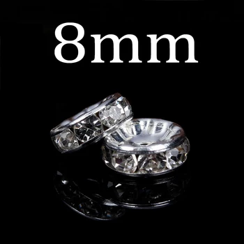 50Pcs 8mm Mišrios įvairių Spalvų Apvalių Deimantų Formos Žiedas, Pakabukas kalnų krištolas Papuošalai Išvados Priėmimo 