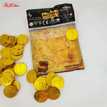 50pcs Plastiko Auksą, Padengtą Bitcoin Piratų Aukso Monetos Meno Kolekcija, Dovana Vaikams, Žaislas Aukso Monetos 5zhh264
