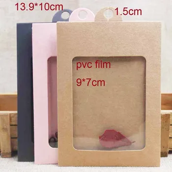 50sets Derliaus kraft/rožinė/juoda necklacke pakabukas paketo pakaba langą dėžutė su kortele saldainiai/dovanų dėžutė pakavimo langą, pakabos, dėžutės
