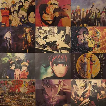 51*35cm Naujas Naruto Plakatas Senovinių Klasikinių Anime ir Animacinių filmų Kraftpopieris Plakatas, Tapyba Sienų Lipdukai Namų dekoro
