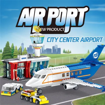 864pcs City Serijos oro Uosto Keleivių Terminalas, Orlaivių Automobilių Statybiniai Blokai, Plytos, Žaislai, Žaislai Suderinama su prekės Miesto Technik