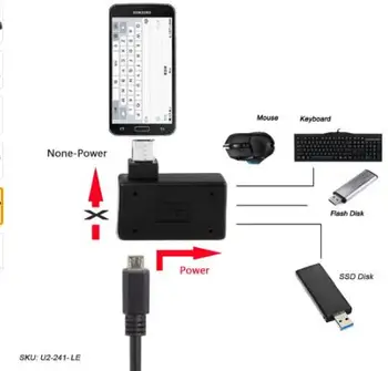 90 Laipsnių į Kairę Dešinę Kampu Mikro USB 2.0 OTG Host Adapteris su USB Power Galaxy S3 S4 S5 Note2 Note3 mobilusis Telefonas ir Tabletė