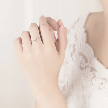 925 sterlingas sidabro žiedas moterų klasikinis kryžiaus žiedas nekilnojamojo balta sidabro žiedas bauda papuošalai dovana vestuvių žiedas NE IŠNYKS