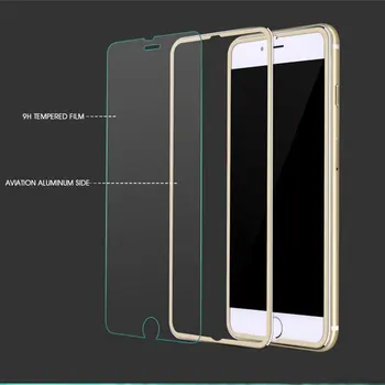 9D Aliuminio Lydinio Grūdintas Stiklas iPhone 6 6S 7 Plius Full Screen Protector Apsauginės Dėl 