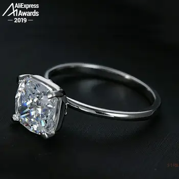9mm Aikštėje Pagalvėlė S925 Fine Jewelry sterlingas sidabro žiedas Laboratorijoje sukurta deimantų Karatais 4Cs vestuvių pasiūlymas svajonė