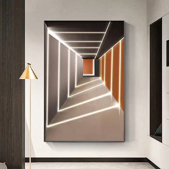 Abstrakti geometrija, šviesos, erdvės, Drobė, Tapyba Nuotraukos ir spausdina modernios Sienos Meno plakatai Kambarį Miegamųjų Namo Apdaila