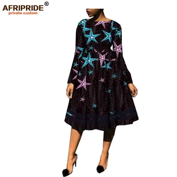 Afrikos atsitiktinis apring suknelė moterims AFRIPRIDE riešo rankovės kelio ilgis trimitas moterų suknelė pažeidžiamas su bandA1825022
