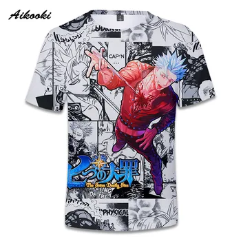 Aikooki Nanatsu Nr. Taizai T Shirts 3D Vyrų/Moterų Marškinėliai trumpomis Rankovėmis Marškiniai Berniukų/Mergaičių marškinėliai Nanatsu Nr. Taizai Viršūnes Tee Mados
