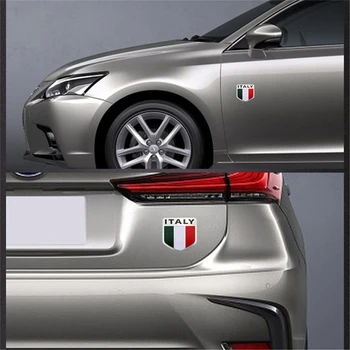 Aliuminio Lydinys 3D Automobilių Lipdukai Italijos Vėliava Metalo Logotipas Ženklelis Lipdukai Mercedes Benz, Volkswagen, Audi, Toyota, Bmw Automobilių Stilius