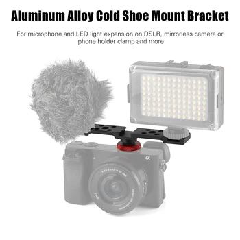 Aliuminio Volg Vaizdo kamerų Trigubo Šalto Batų Kalno Plokštelės Laikiklis, Fotoaparato Mikrofoną LED Šviesos Montavimo Fotografijos Reikmenys