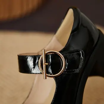ALLBITEFO aukštos kokybės natūralios odos storio kulniukai moterų batai, prekės ženklo aukštakulnius office ponios batai moterų aukšto kulno batai