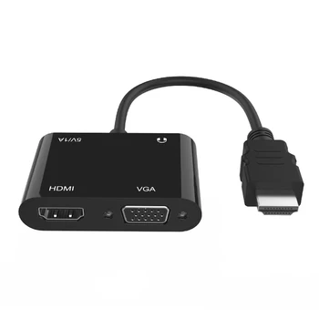 ALLOET HDMI į VGA+HDMI Splitter Konverteris Skaitmeninio į Analoginį 3.5 mm Audio 4K 1080P Vaizdo Adapteris Stotis Darbalaukio TELEVIZIJA Projektorius