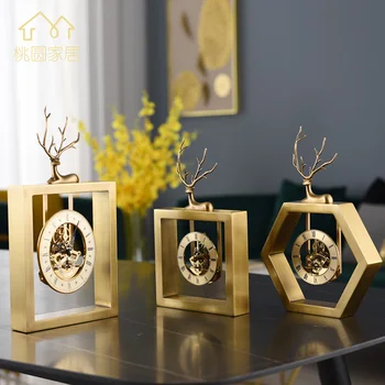 Amerikos lengvojo prabanga vario laikrodis ornamentu kambarį briedžių stalas žiūrėti Nordic miegamasis ramioje paprasta asmenybė laikrodis dekoras