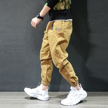 Amerikos Streetwear Mados Vyrų Džinsai Aukščiausios Kokybės Palaidi Tinka Spliced Dizaineris Krovinių Kelnės Hombre Atsitiktinis Hip-Hop Kelnės Vyrams Poilsiu