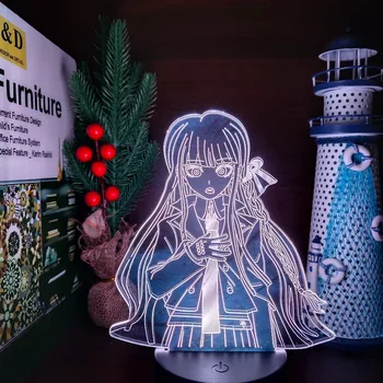 Anime LED Šviesos Lempos Danganronpa Kirigiri Kyouko 3D Iliuzija pagrindiniai kištukiniai naktinių lempų lizdai Miegamojo Puošimas 7 Spalva Keičiasi Lampara Vaikams Dovanų
