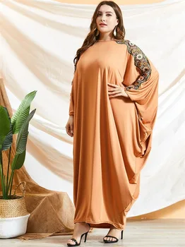Arabų Negabaritinių Batwing Rankovės Abaja Suknelė prarasti Musulmonų Dubajus Turkija Suknelė Suknelės Rudenį 2020 Megzti Maroko Kaftan rob