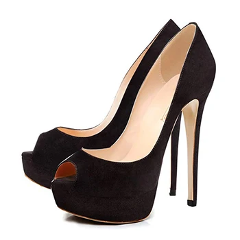 Arden Furtado 2019 m. pavasarį, rudenį seksualus adatos (stiletai šalies ponios batai paslysti ant peep toe seklių black suede didelis dydis platforma siurbliai