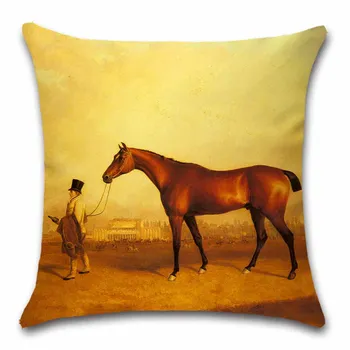 Arklių aliejaus tapybos stilius, smėlio spalvos dekoracija namuose namas Šaliai pagalvėlė padengti Pagalvės užvalkalą Kėdės, sofos, vaikų draugas, dovana metu