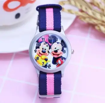 Aukštos Kokybės Mickey Minnie Vaikai Nailono Diržas Laikrodis Žiūrėti Sporto Laikrodžiai Kvarcinis Laikrodis Vaikams Dovanų