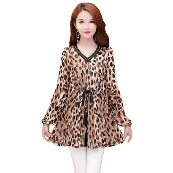Aukštos kokybės moteriški Marškinėliai Naujų 2020 m. Pavasario Plius Dydis 5XL Leopardas spausdinti Marškinėliai Topai Atsitiktinis Marškinėliai Ponios Mados rudens Bazės Shir