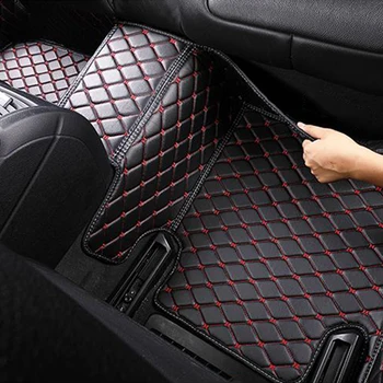 Automobilio grindų kilimėlio Oda Automobilių interjero Dvigubo sluoksnio Kilimų apsaugoti kilimėlis su Logotipu Hyundai Veloster N
