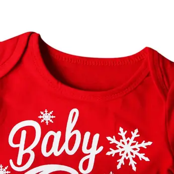 Baby Kūdikių Atsitiktinis Medvilnės Laišką Romper Kalėdų Stilius, Spausdinta Jumpsuit Vaikų Mergaičių Drabužių Nustatyti Trumpas Rankovės