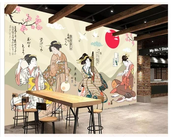 Beibehang Senovinių klasikinių stereo storio šilkiniai 3d tapetai, Japonų, suši restoranas, maisto parduotuvė papel de parede sienos popieriaus behang