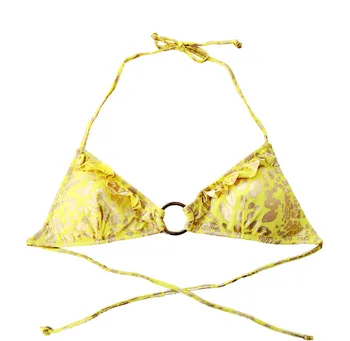 Bikini Top Moterų maudymosi kostiumėlį, maudymosi Kostiumėliai, Geltonos spalvos Nėrinių Trikampis Seksualus bikini Įdegio Gilding modelis Brazilijos Maudymosi kostiumą viršų