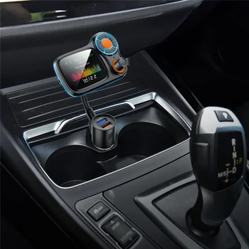 Bluetooth 5.0 Automobilinis FM Handfree Siųstuvas, MP3 Grotuvas, 3.5 AUX Garso Imtuvas QC3.0 Greito Įkrovimo su LED apšvietimo