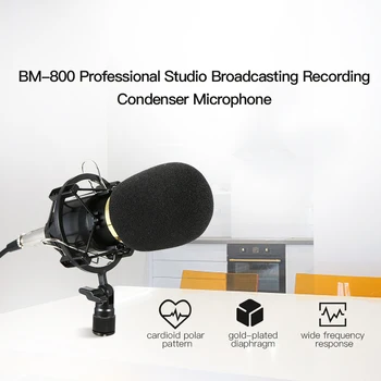 BM-800 Kompiuterio Mikrofonas (3,5 mm Laidinio Kondensatoriaus Mikrofonas Su Shock Mount Gyvų Įrašymo studijoje Braodcasting Microfone