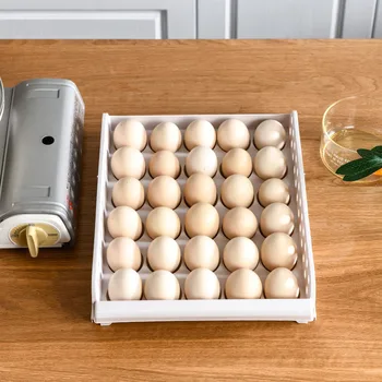 Buitinių 60 Grotelės Kiaušinių Dėžutės Virtuvės Stalčių Tipo, Šaldytuve Kiaušinių, Šviežių saugojimas Saugojimo Dėžutė Dvigubo Sluoksnio Kiaušinių Rack Storage Box