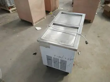 CE patvirtintas Profesinės dvigubas kvadratas keptuvėje pakepinti ledų mašina Tailandas dvigubai keptuvės, kepimo ledų mašina