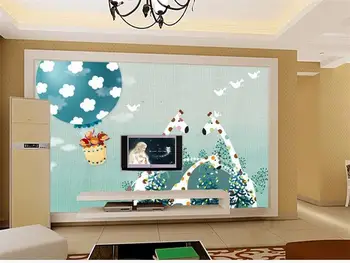 Custom 3d foto tapetai, vaikų kambarys freskos žirafa karšto oro baliono 3d tapyba sofa-lova, TV foną, neaustiniai tapetai, sienų 3d