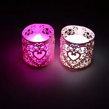 Daug 6pcs LED Žvakė Umbra Modelis Širdies Ajoure Dekoracija Kalėdų Vestuvių (Kremas)