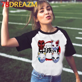 Demon Slayer Kimetsu Nr. Yaiba t-shirt moterims tumblr atsitiktinis ulzzang streetwear pora marškinėliai streetwear