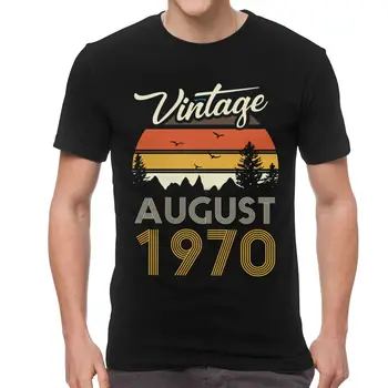 Derliaus 1970 m. rugpjūčio Marškinėliai Vyrams iš Anksto sumažėjo Medvilnės Laisvalaikio T-shirt Trumpas Rankovėmis 50-ojo Gimtadienio Dovana Tee Įrengtas Didelis Dydis Drabužiai