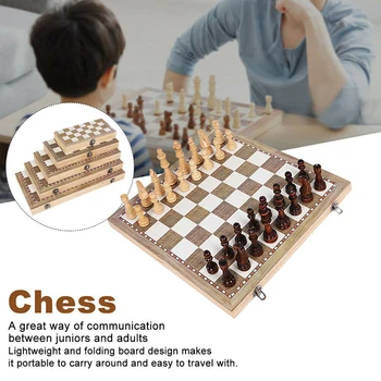 Didelis dydis 3-in-1 funkcija, Aukštos Kokybės Mediniai Tarptautinės Šachmatų Vaikų šaškių Rinkinys stalo Žaidimas, Sulankstomas Nešiojamų Vaikų Dovanų