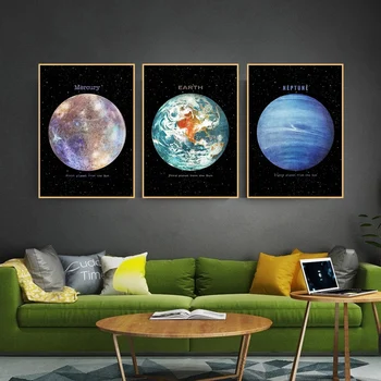 Drobė, Tapyba, Modernus Planetos Kosmoso Žemė, Mėnulis, Venera nuo Saulės Saturnas Sienos Menas, Plakatų ir grafikos Sienos paveiksl Gyvenimo Namų Dekoro