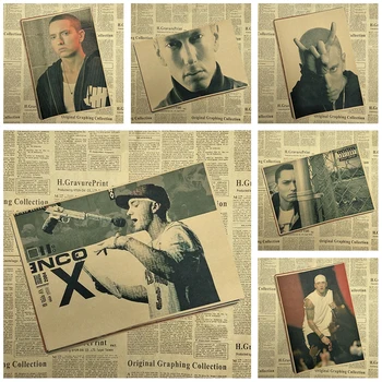 Eminem plakatas Eminemas Eminemas hip-hop Kraft rap reperis Senovinių plakatų paster sienų tapyba ir vidaus apdaila, 42*30cm
