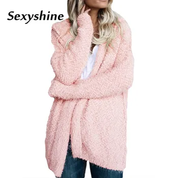 Faux kailių paltai moterims žiemos long sleeve pink festivalis 
