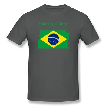 Federalinės Apygardos Brazilijos Žemėlapis, Vėliava Brazilijos Vyrų Pagrindinio trumpomis Rankovėmis T-Shirt, Derliaus R282 Tees JAV Dydis